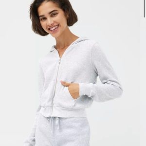 Aritzia TNA Thermal Zip Hoodie. Grey. Great Condition. Small